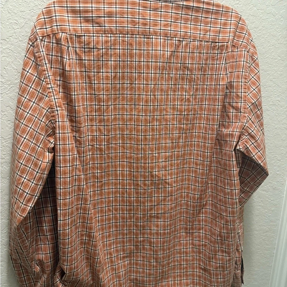 J. Crew Men's Casual Slim Untucked Orange Checkered Shirt size XL